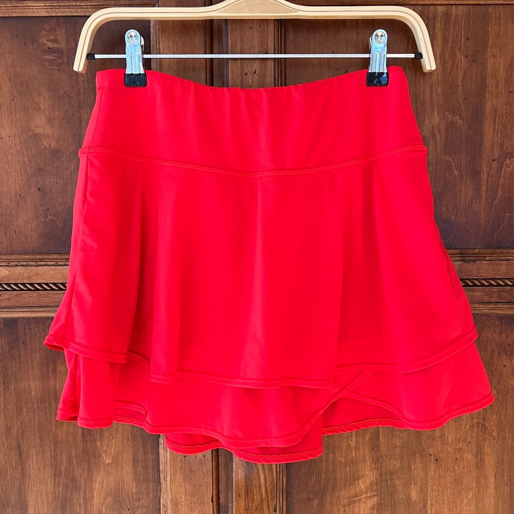 NWOT Balef Red Ruffle Tennis Skirt | Size M | Pockets on Shorts Under Skirt